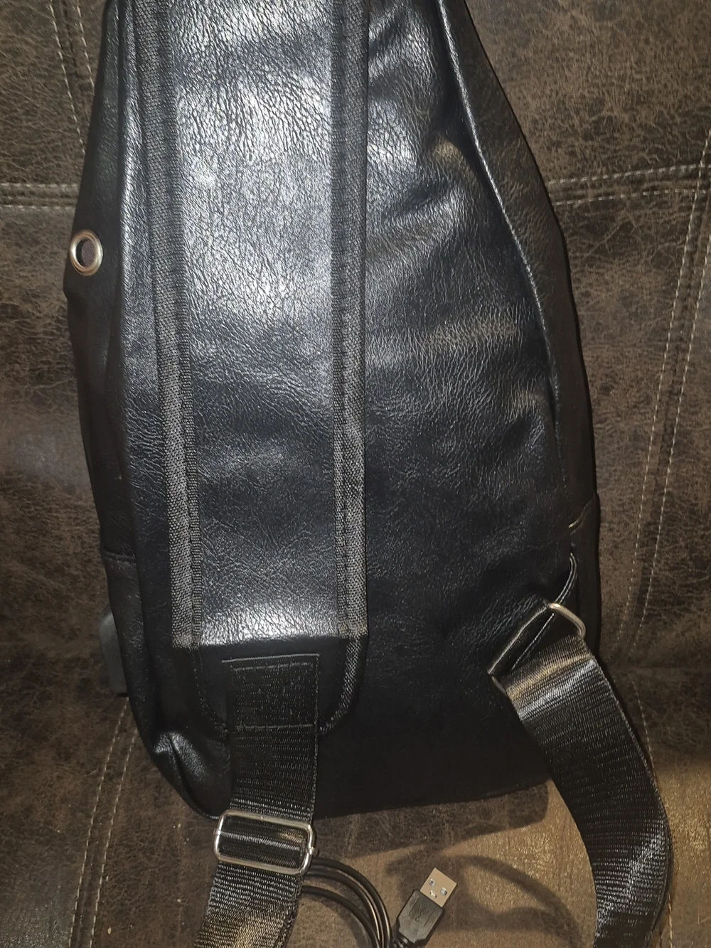 Black Women's Leather Sling Crossbody Bag - Unbranded